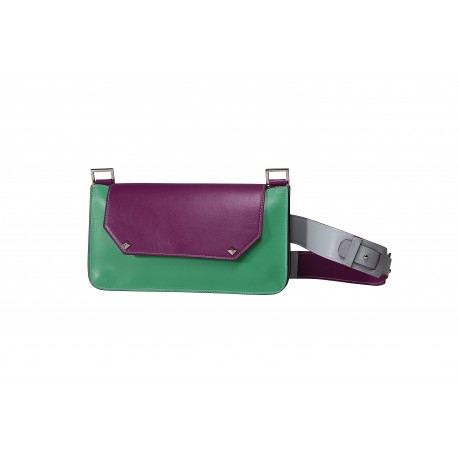 Flora: mini bag donna in pelle iris, perla e menta