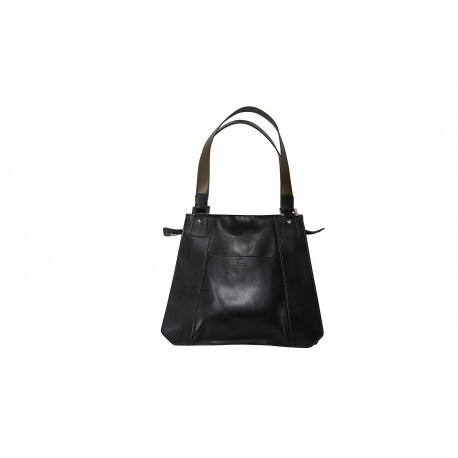 Amalia: borsa donna in vitello nero e kiwi